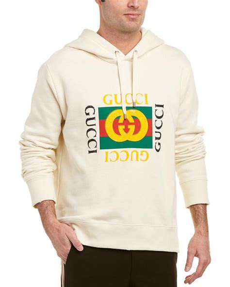 mens white gucci hoodie|Gucci distressed hoodie.